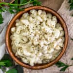 Bowl of Vegan Greek Mac and Cheese