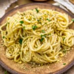 Easy Vegan Cacio e Pepe (Cheese and Pepper) on a plate