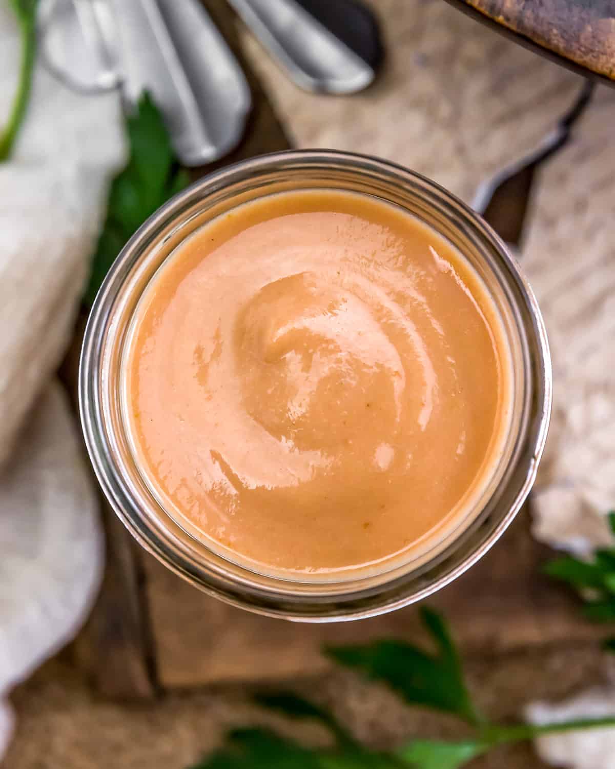 Oil Free Easy French Hummus Dressing in a jar