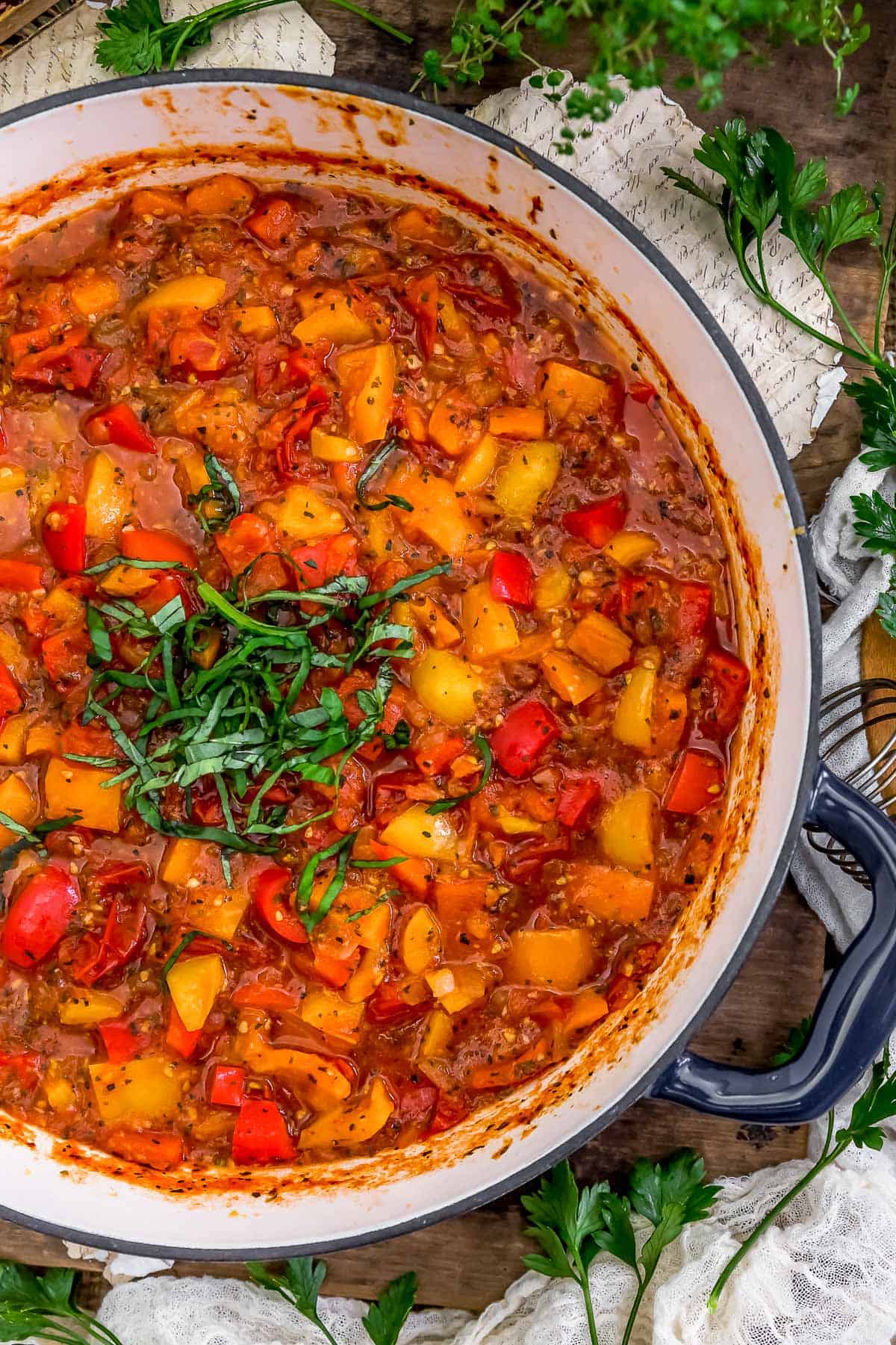 Pan of Oil Free Italian Peperonata Sauce