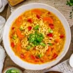 Bowl of Thai Red Curry Ramen Noodle Soup