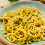 Vegan French Onion Noodle Casserole on a plate