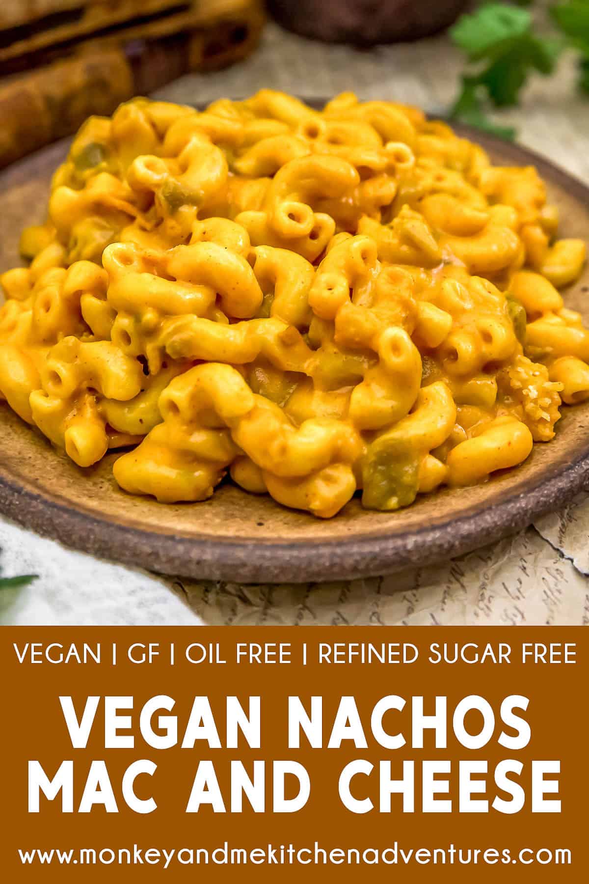 Vegan Nacho Mac and Cheese with text description