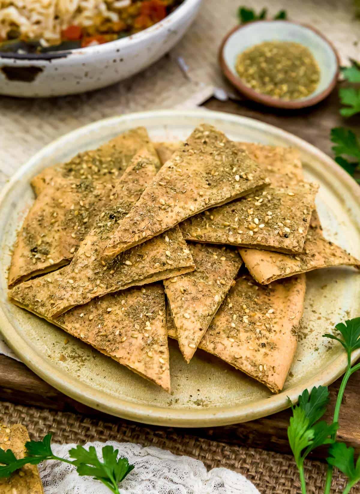 Close up of Quinoa Zaatar Chips