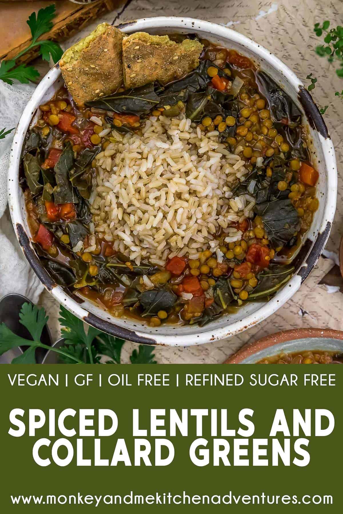 Spiced Lentils and Collard Greens with Text Description
