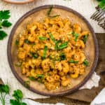 Plate of Vegan Italian Tomato Mac and Cheese