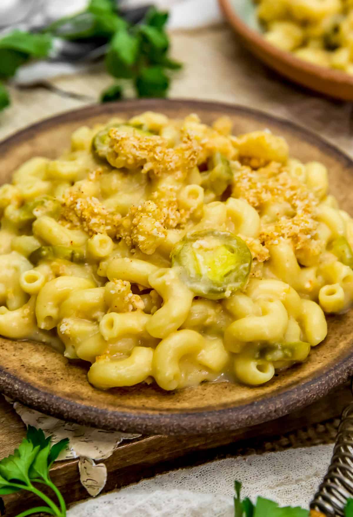 Vegan Jalapeño Popper Mac and Cheese on a plate