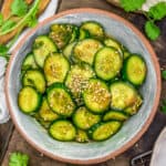 Oil Free Spicy Asian Cucumber Salad in a bowl