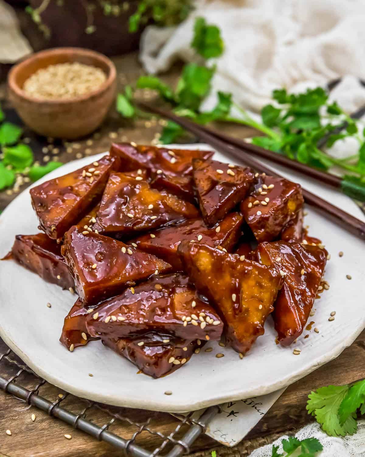 Plate of Oil Free Teriyaki Tofu