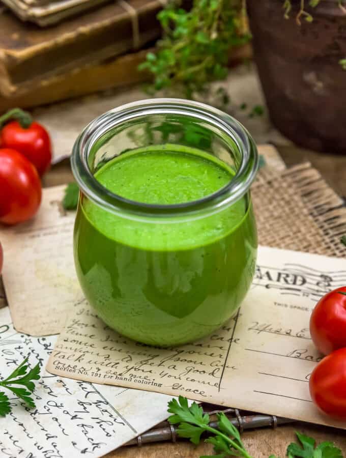 Oil Free Vegan Pesto in a jar