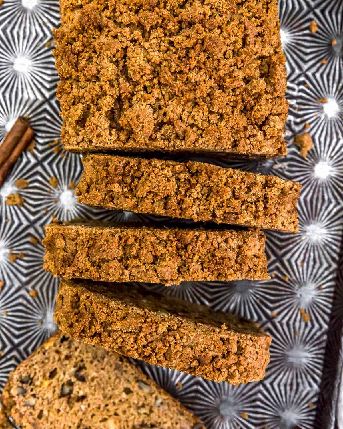 Close up of Vegan Crumb Top Banana Bread