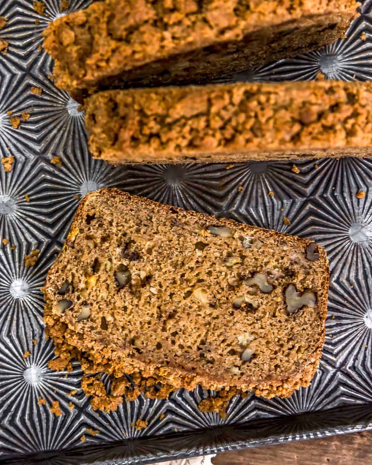 Slice of Vegan Crumb Top Banana Bread