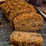 Vegan Crumb Top Banana Bread on a Baking Sheet