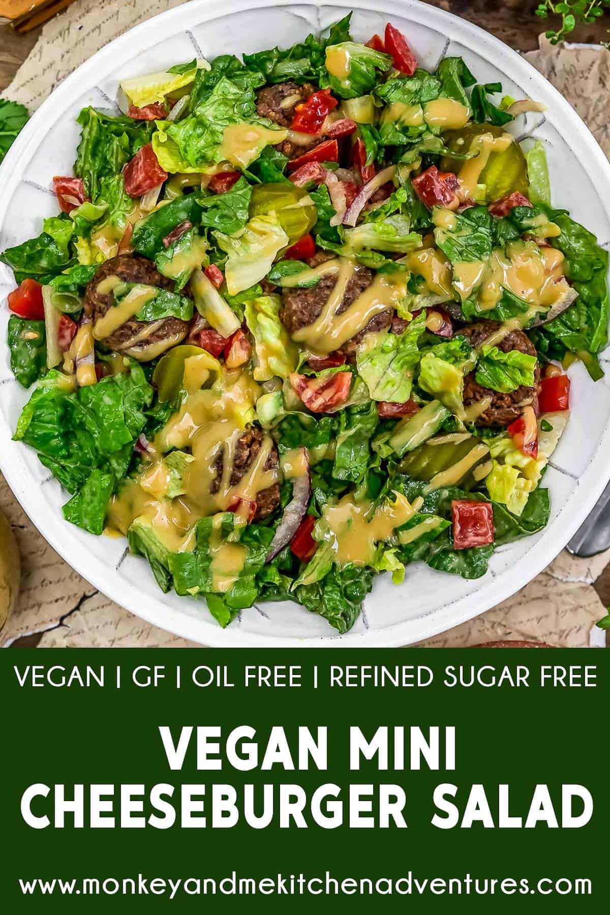 Vegan Mini Cheeseburger Salad with Text Description