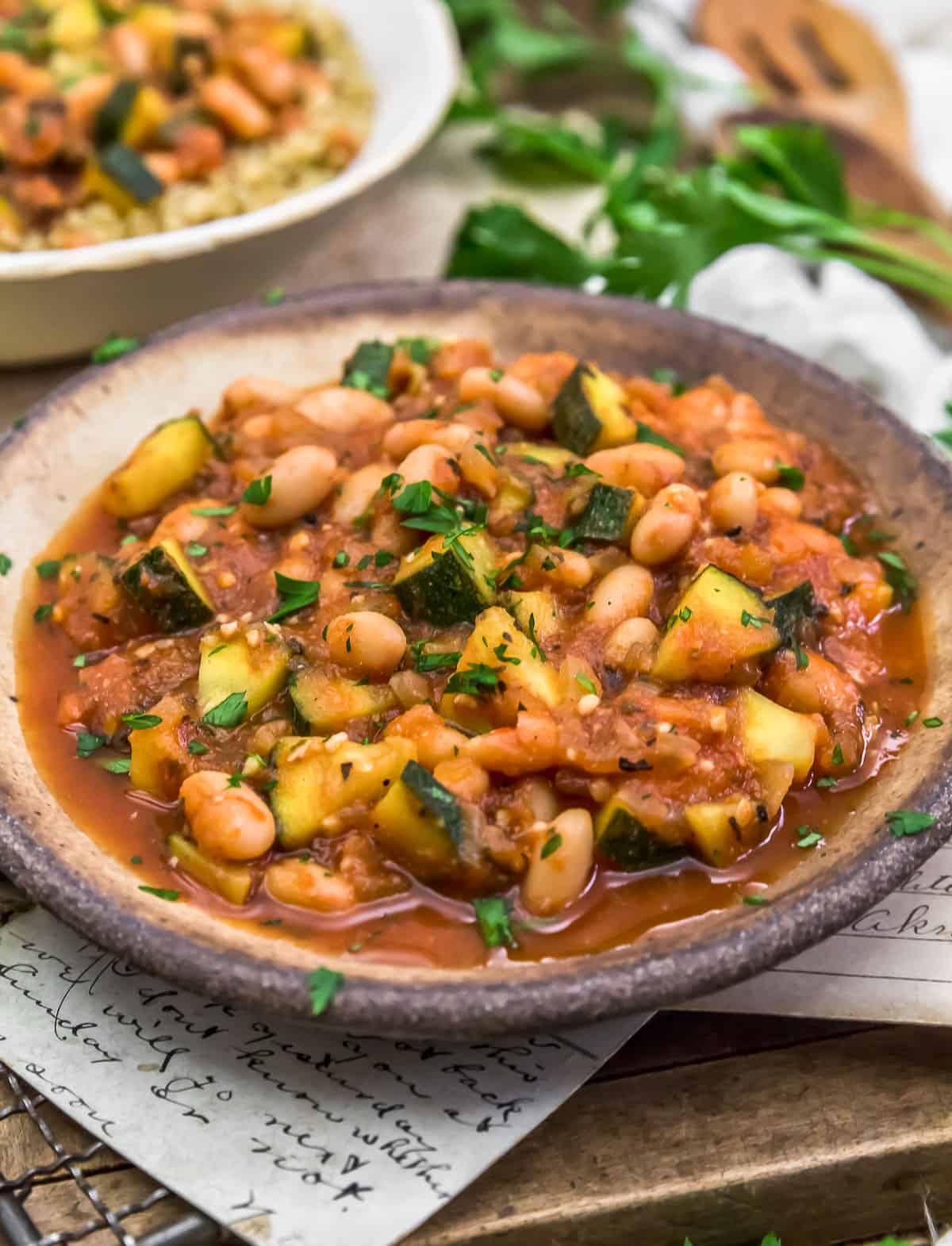 Close up of Budget Friendly Easy Italian Bean Skillet