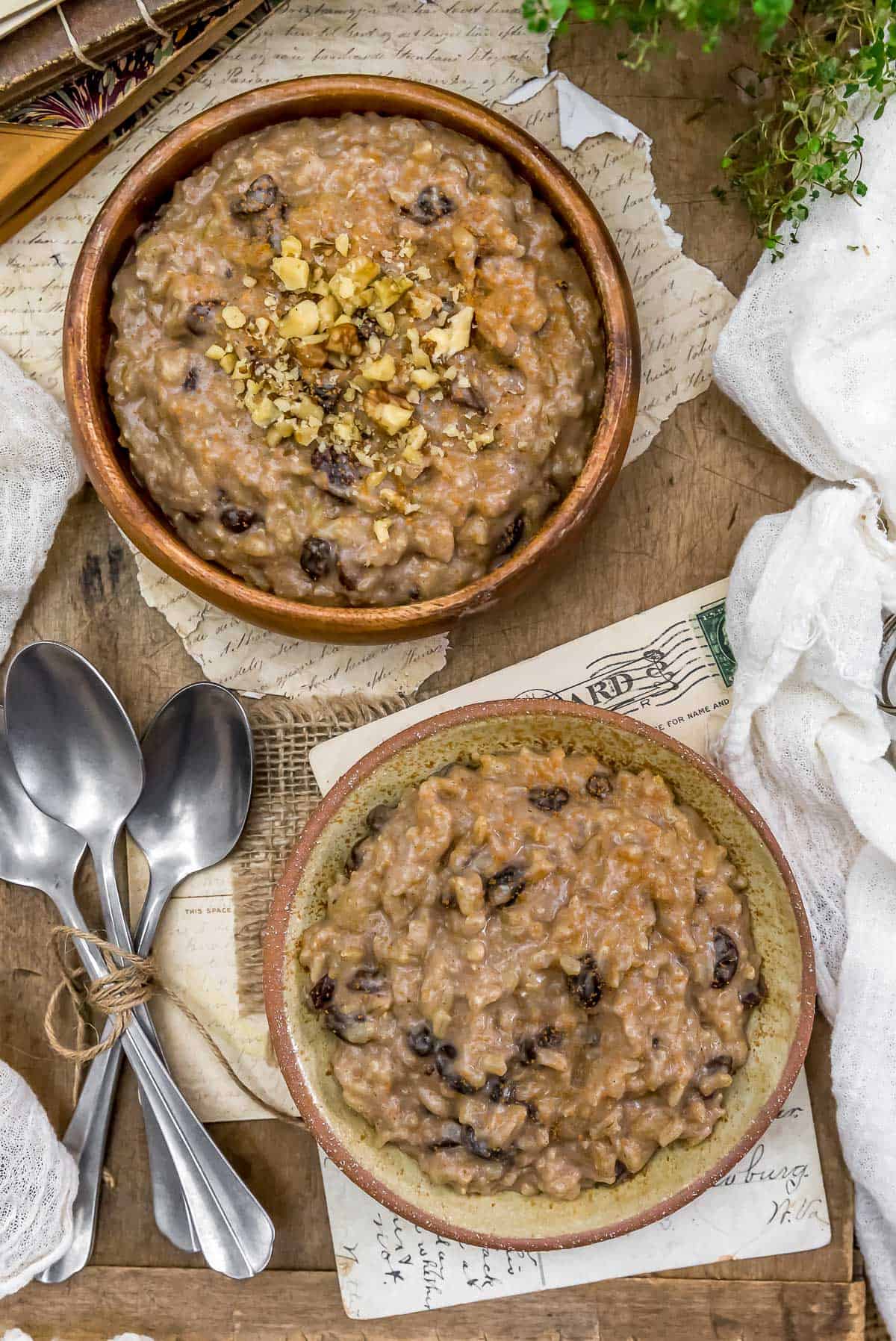 Tablescape of Instant Pot Brown Rice Pudding