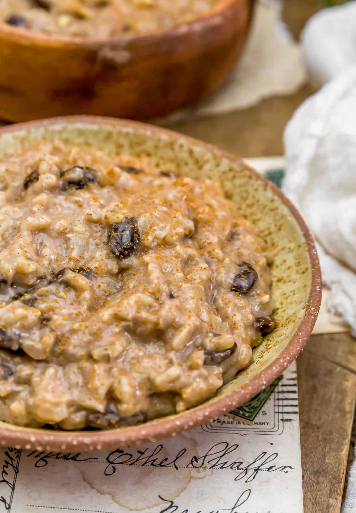 Close up of Instant Pot Brown Rice Pudding