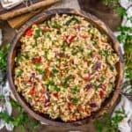 Oil Free Farmers Market Italian Orzo Salad in a bowl