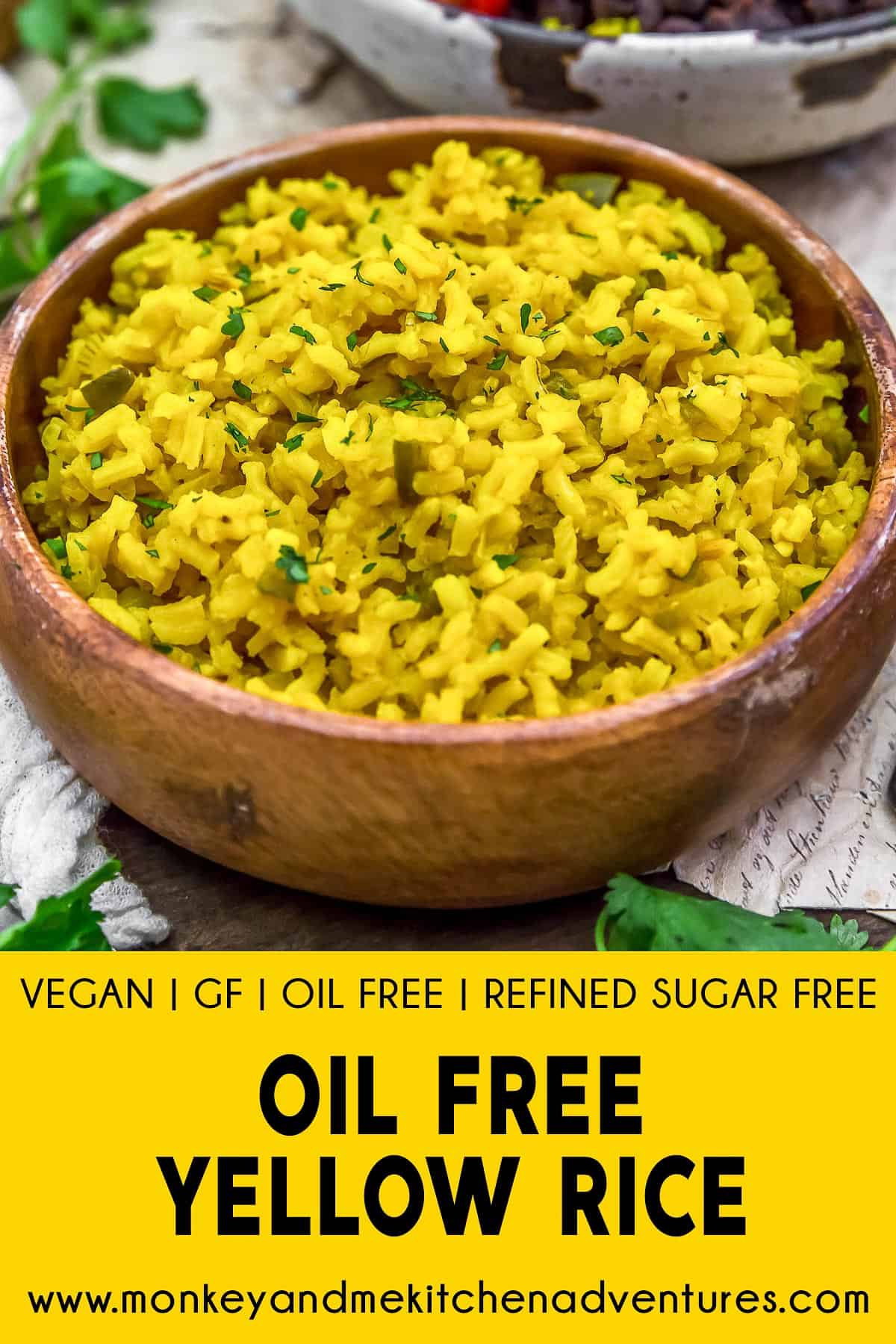 Oil Free Yellow Rice with text description