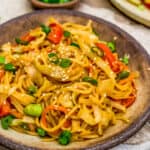 Bowl of Sweet and Sour Cabbage Noodle Stir Fry