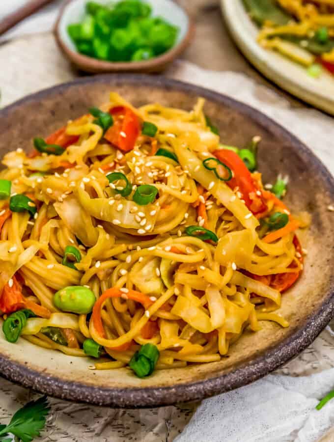 Bowl of Sweet and Sour Cabbage Noodle Stir Fry