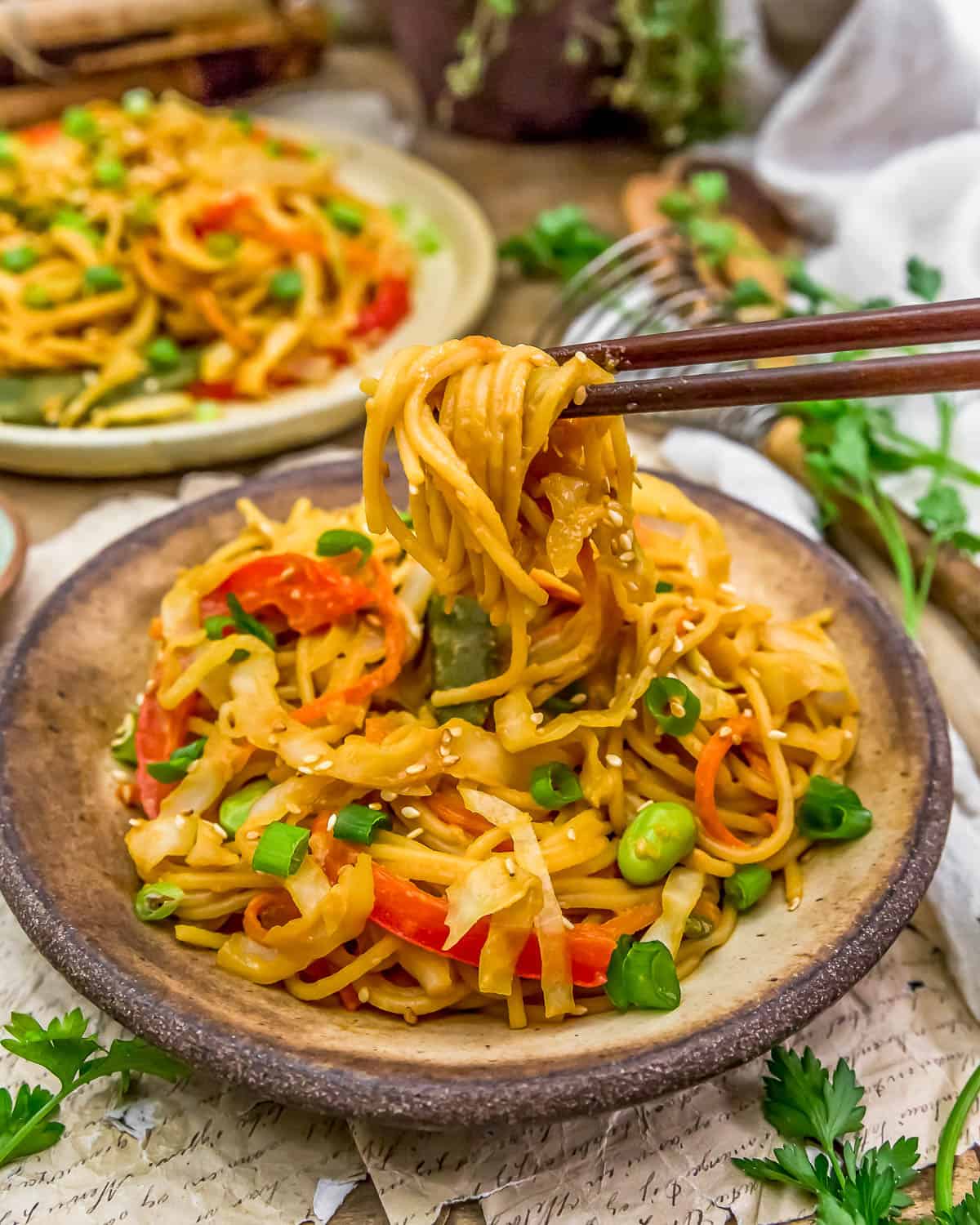 Eating Sweet and Sour Cabbage Noodle Stir Fry