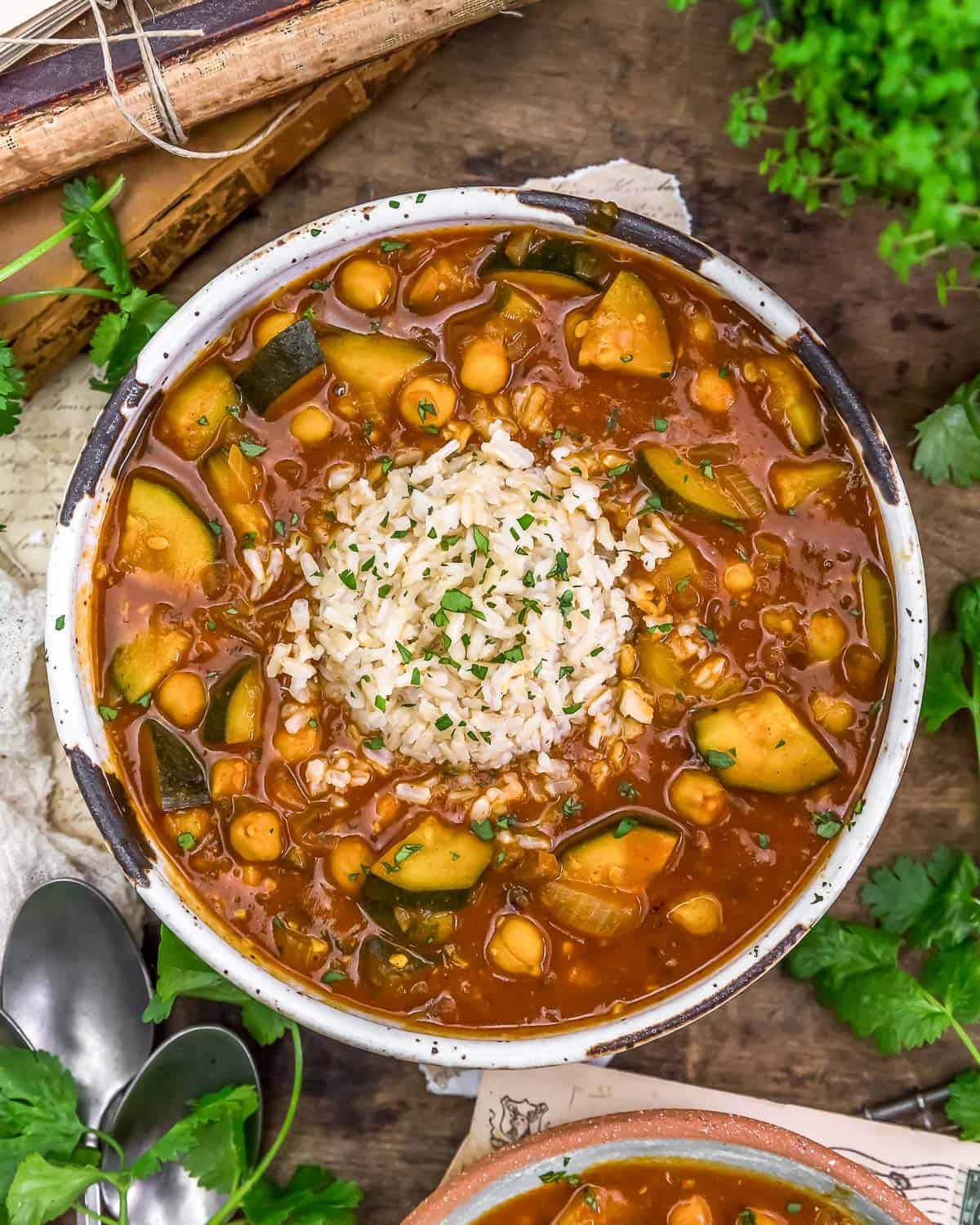 Bowl of Zucchini Chickpea Curry