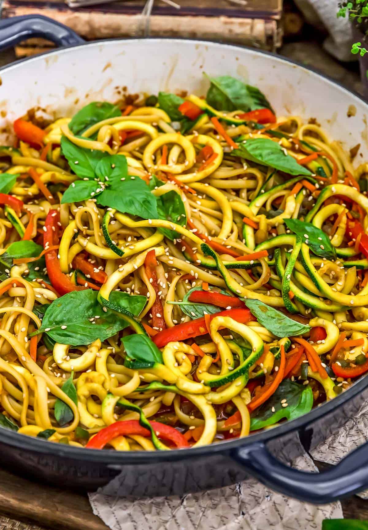 Close up of Chinese Five Spice Noodles and Zoodles