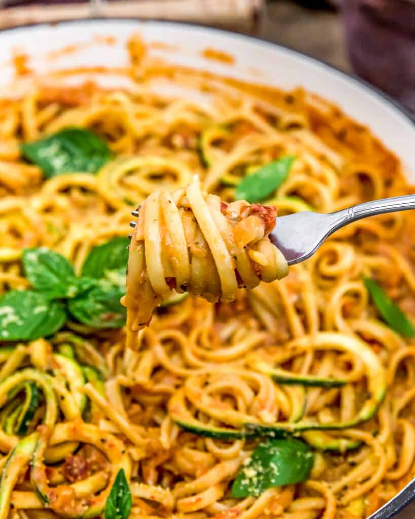 Vegan Sun-Dried Tomato Parmesan Pasta - Monkey and Me Kitchen Adventures