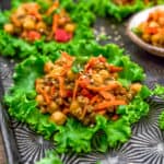 Close up of Asian Lentil Chickpea Lettuce Wraps