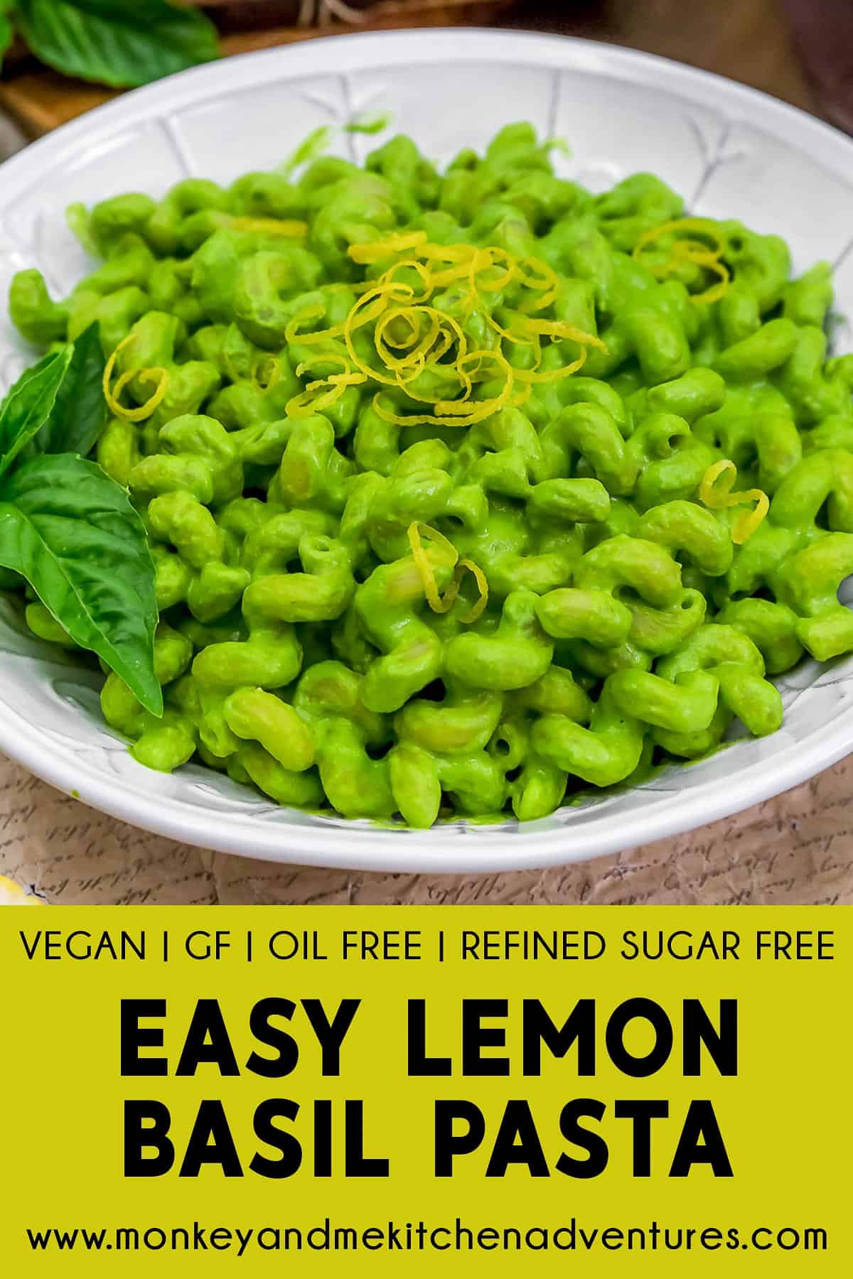 Easy Lemon Basil Pasta with text description