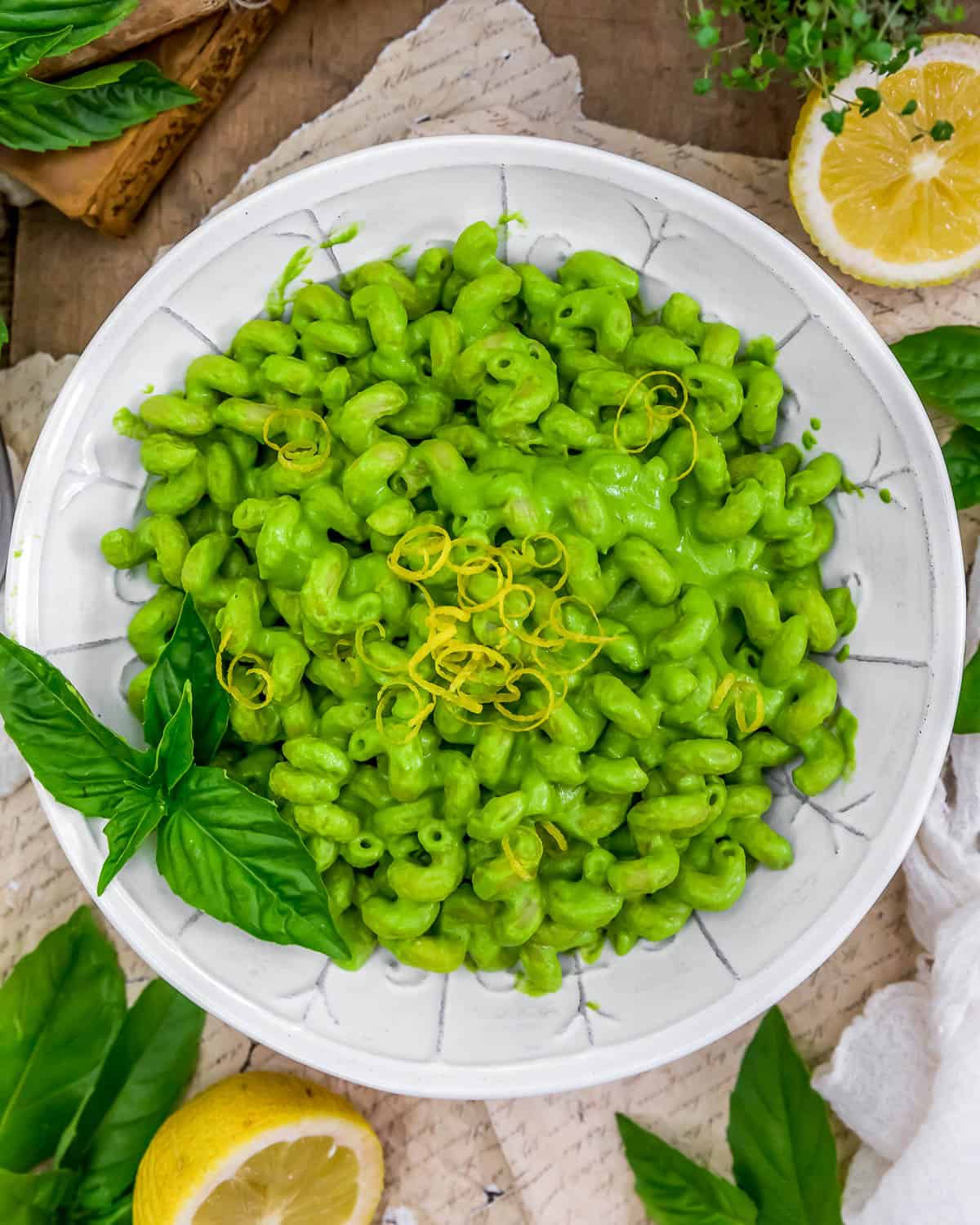 Bowl of Easy Lemon Basil Pasta