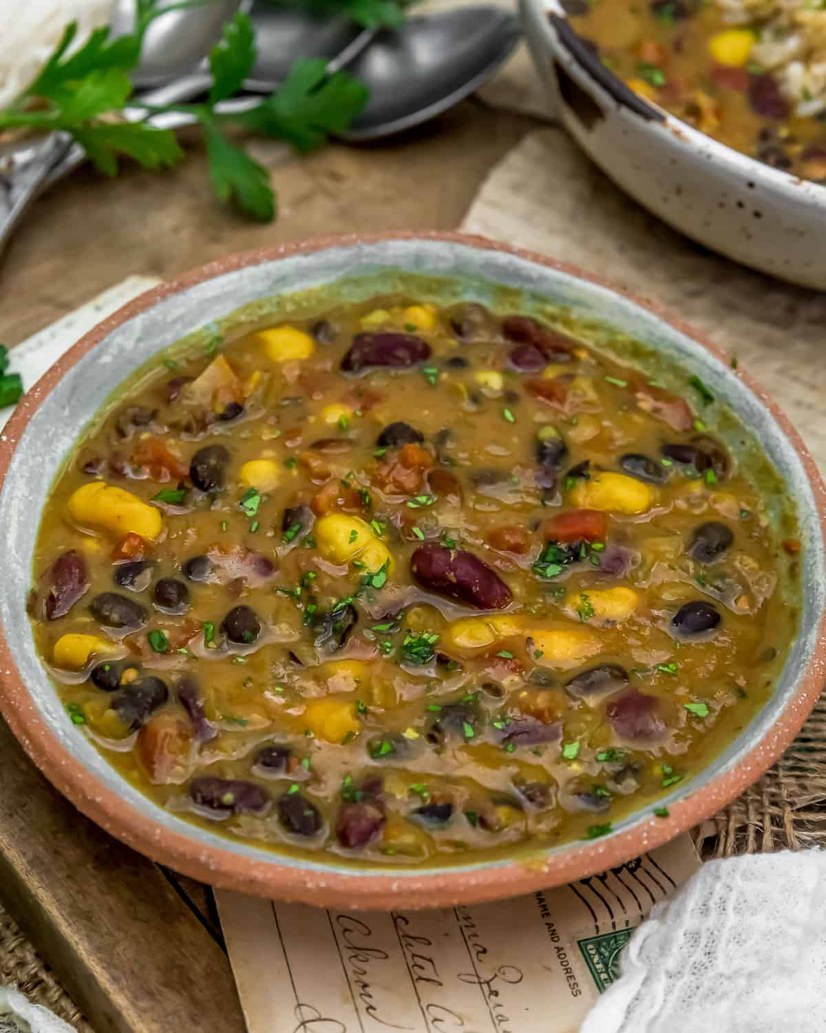 Easy Three Bean Curry in a bowl