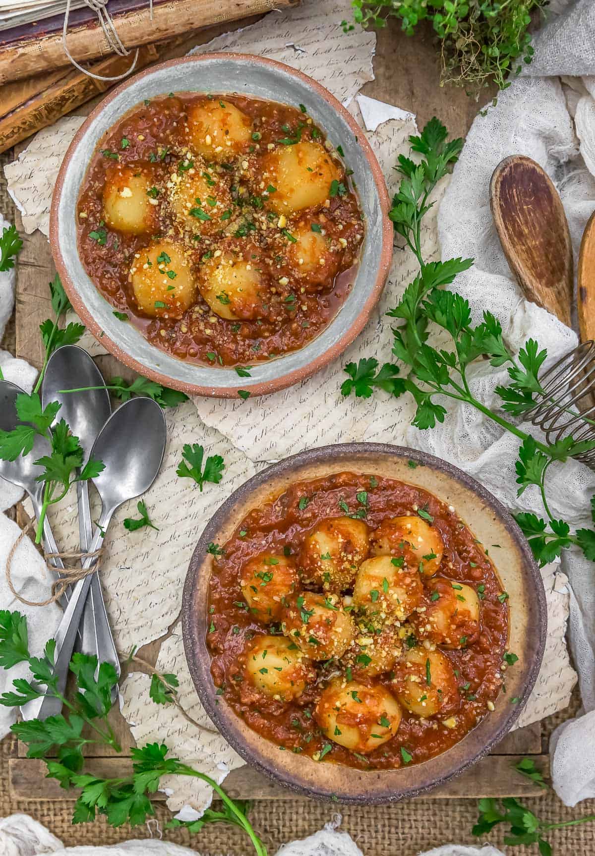 Tablescape of Instant Pot Italian Potatoes