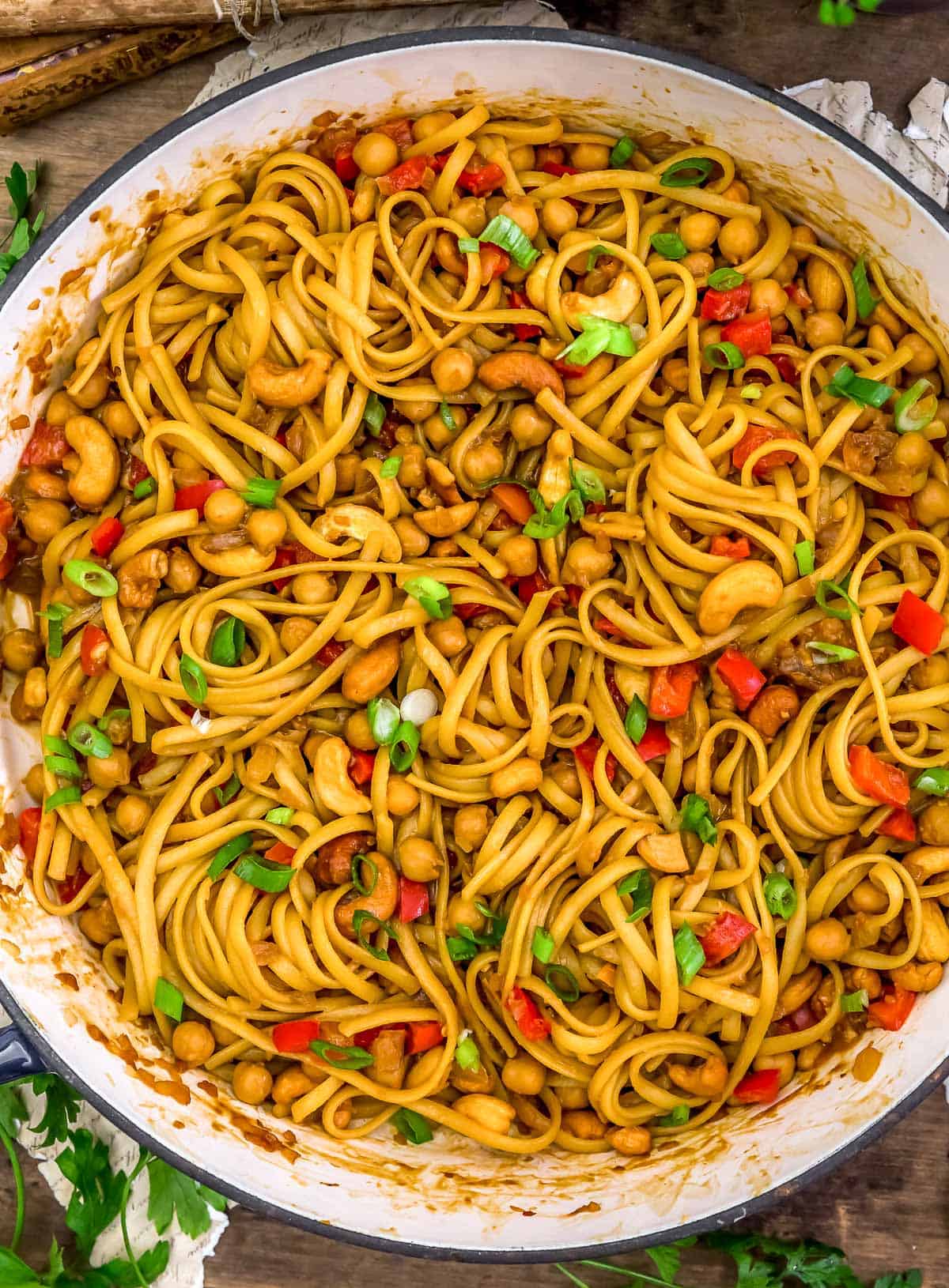 Easy Cashew Chickpeas and Noodles