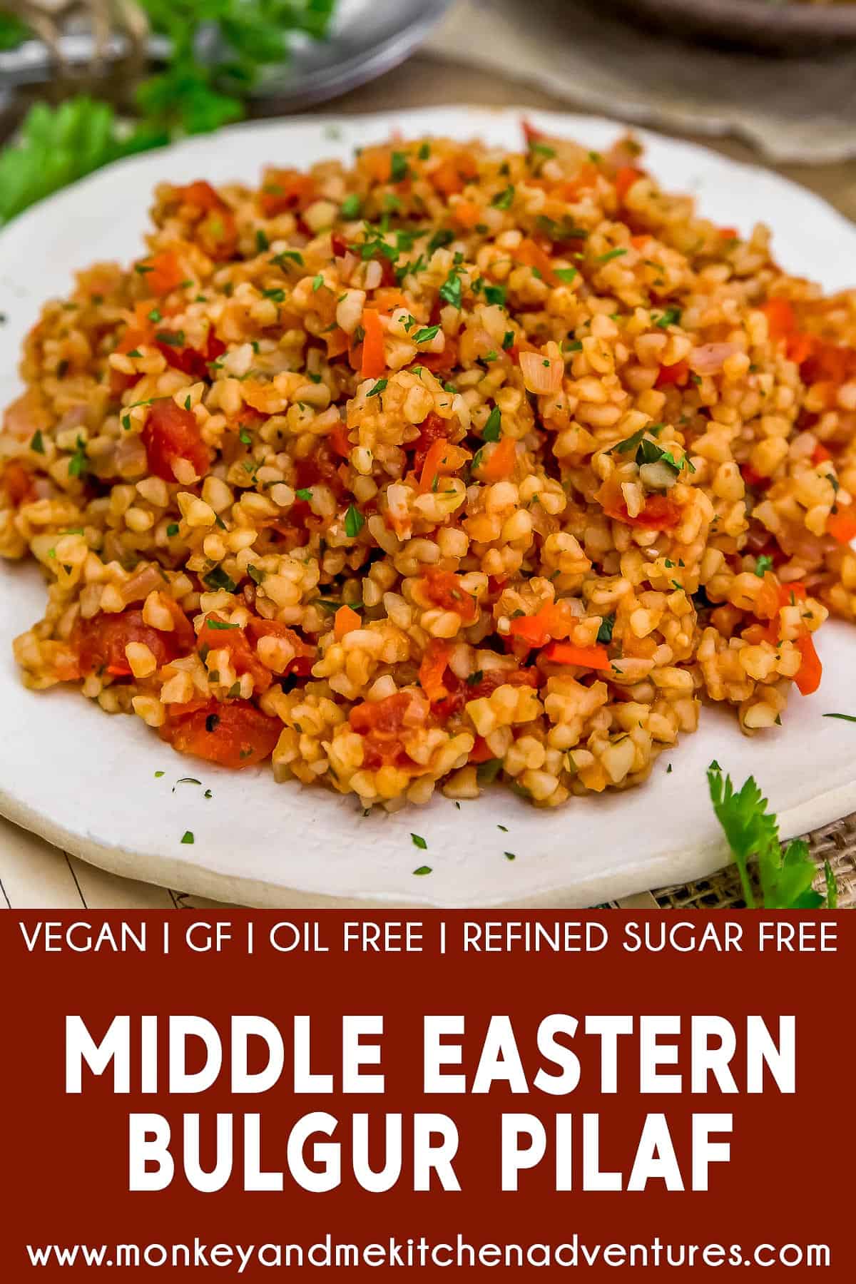 Middle Eastern Bulgur Pilaf with text description