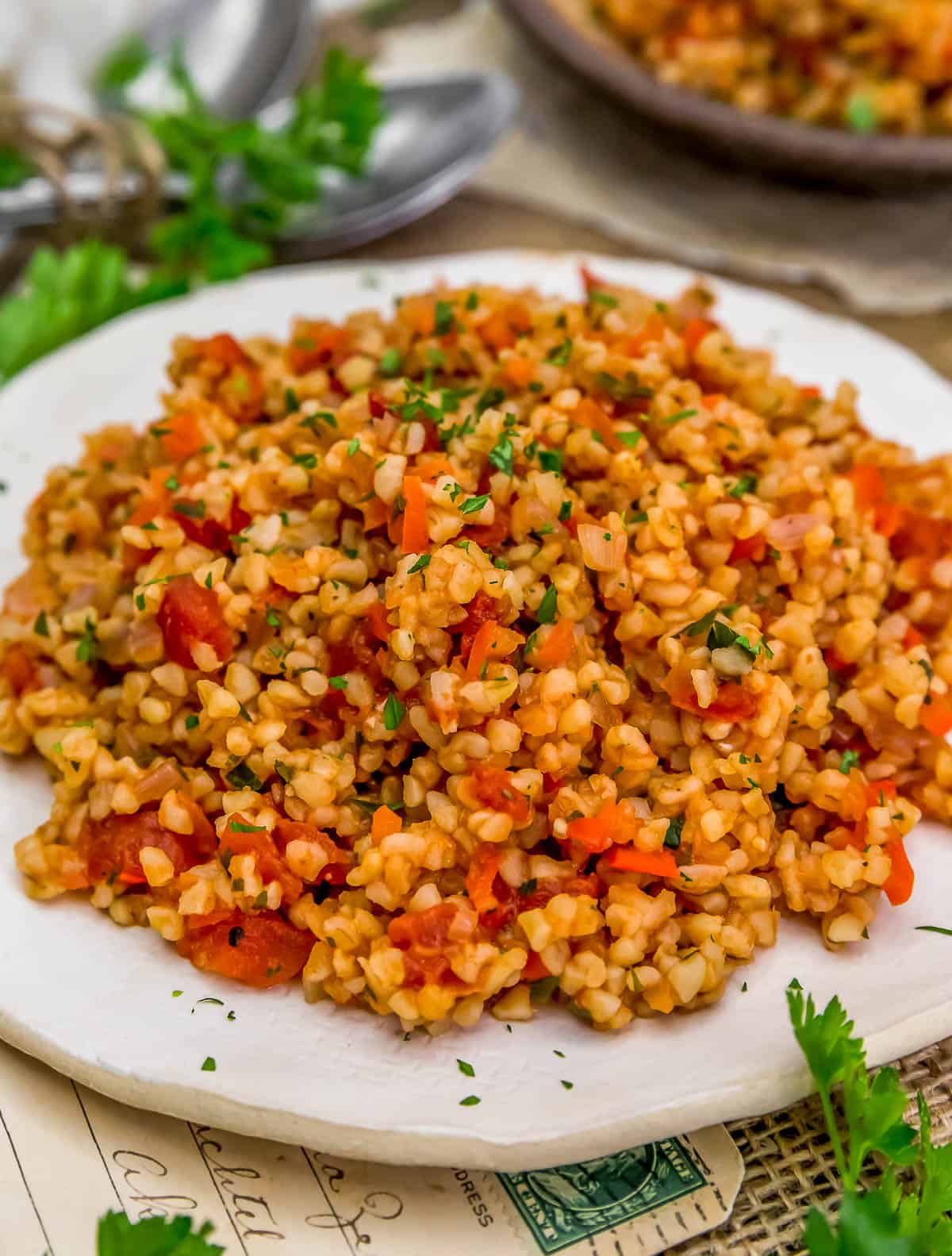 Middle Eastern Bulgur Pilaf - Monkey and Me Kitchen Adventures