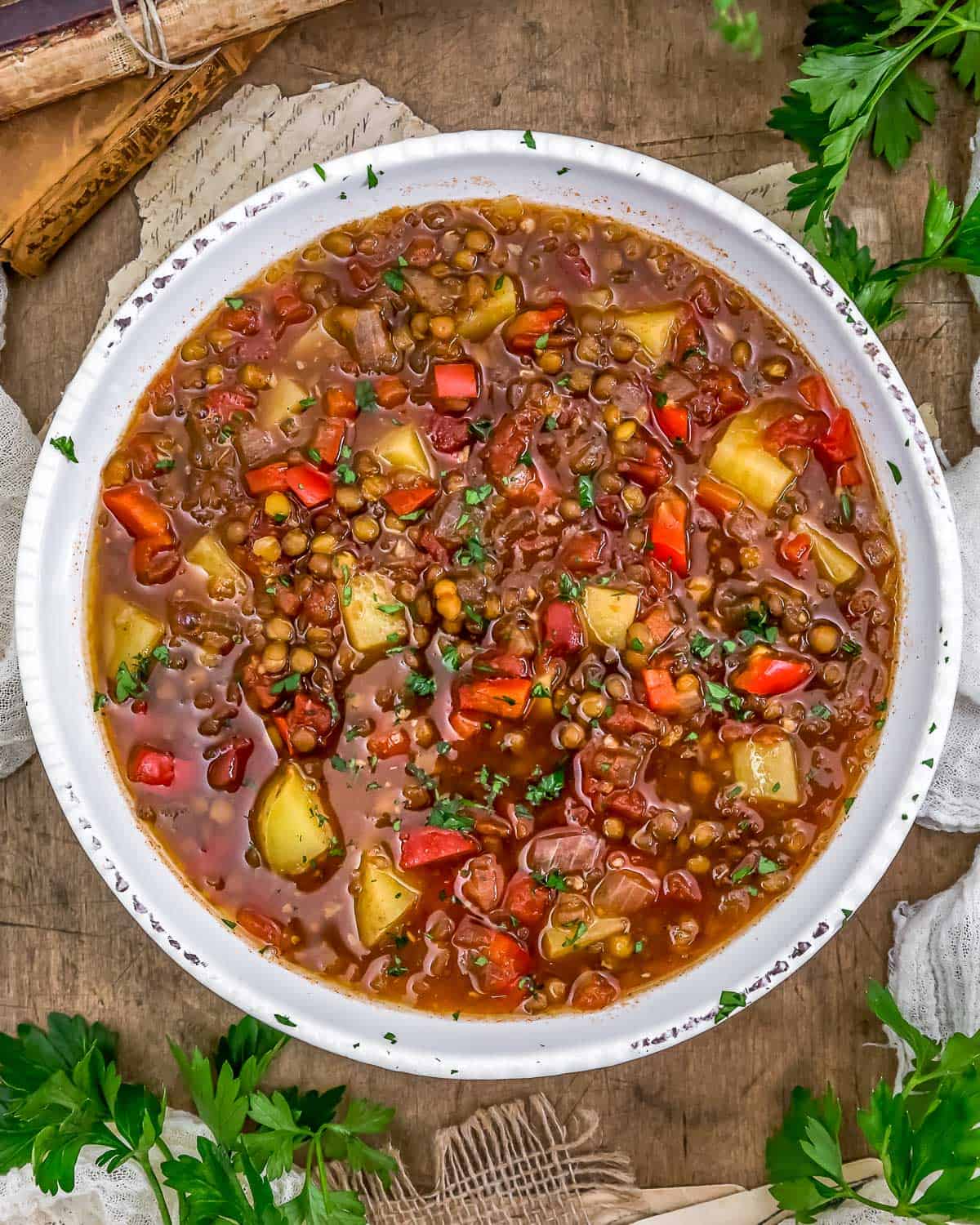 Bowl of Smoky Lentil Potato Soup