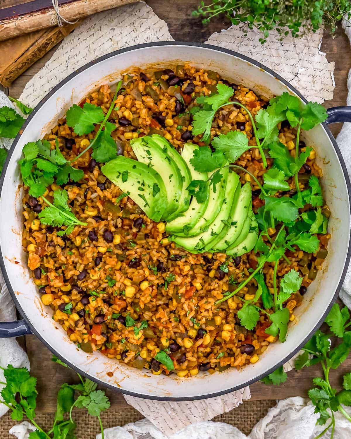 Tablescape of Oil Free Enchilada Rice