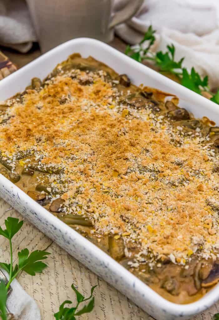 Oil Free Vegan Green Bean Casserole Monkey and Me Kitchen Adventures