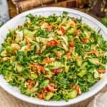 Close up of Vegan Asian Brussels Sprouts Chopped Salad