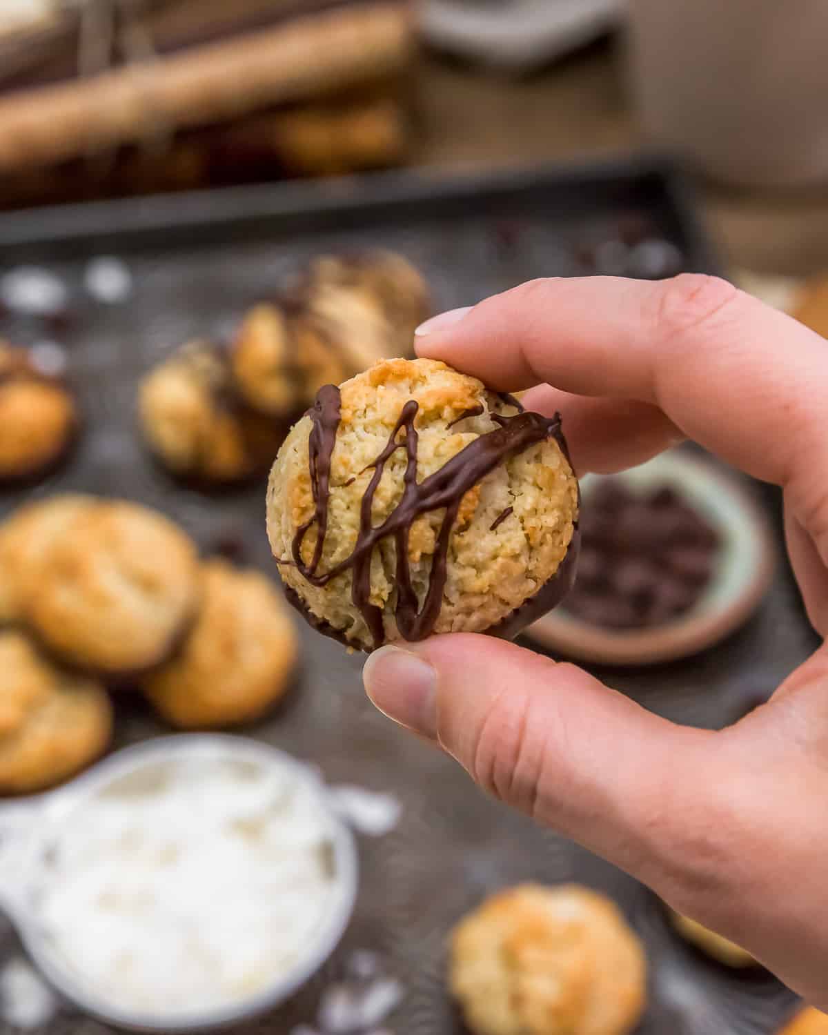 Holding a Vegan Coconut Macaroon