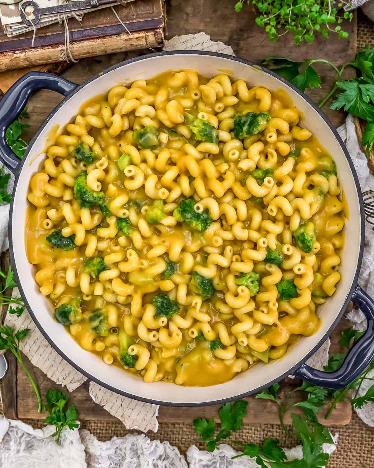 Skillet of Vegan Thai Curry Mac and Cheese