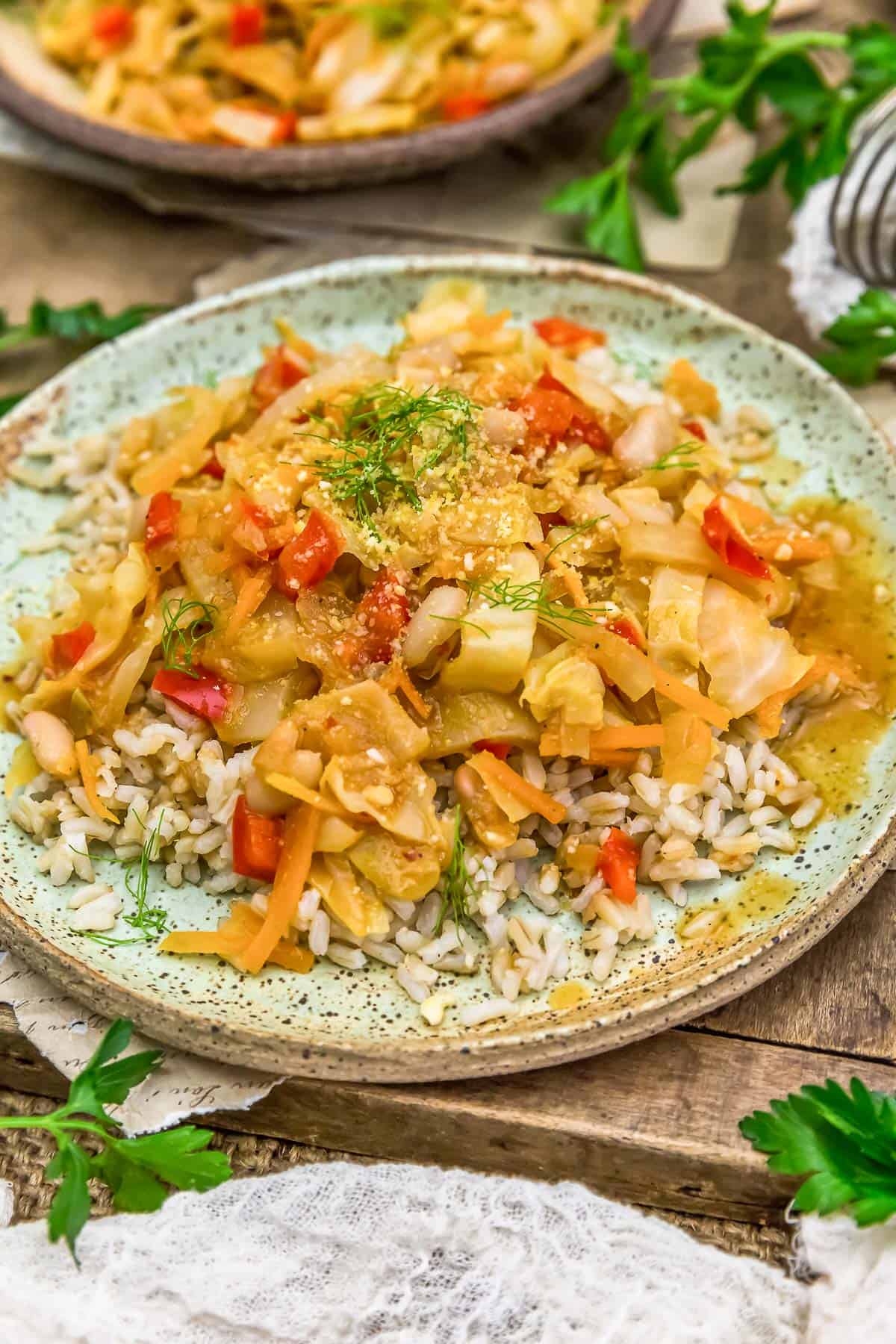 Fennel Cabbage Skillet over rice