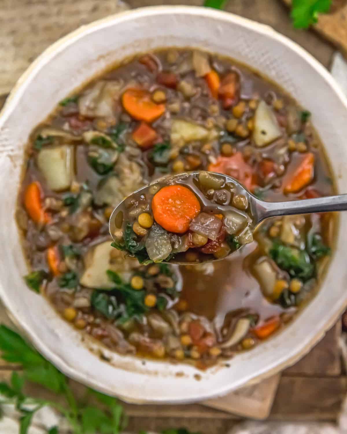Spoonful of French Country Cabbage Lentil Soup