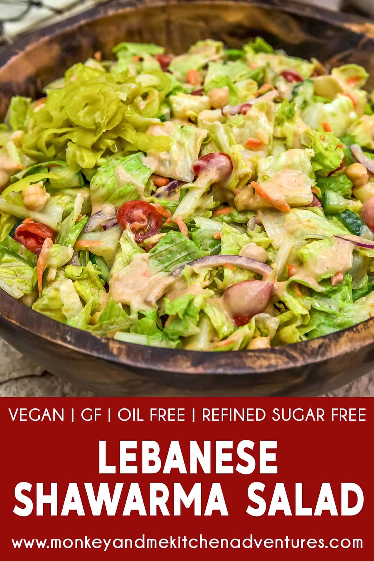 Vegan Lebanese Shawarma Salad with text description