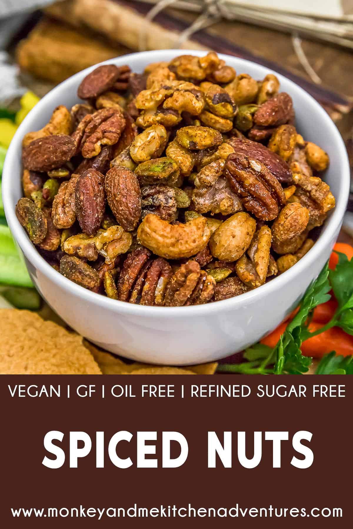 Oil Free Spiced Nuts with text description