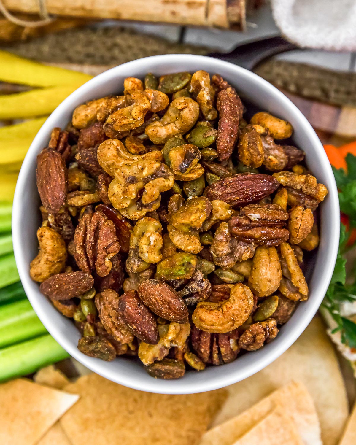 Bowl of Oil Free Spiced Nuts
