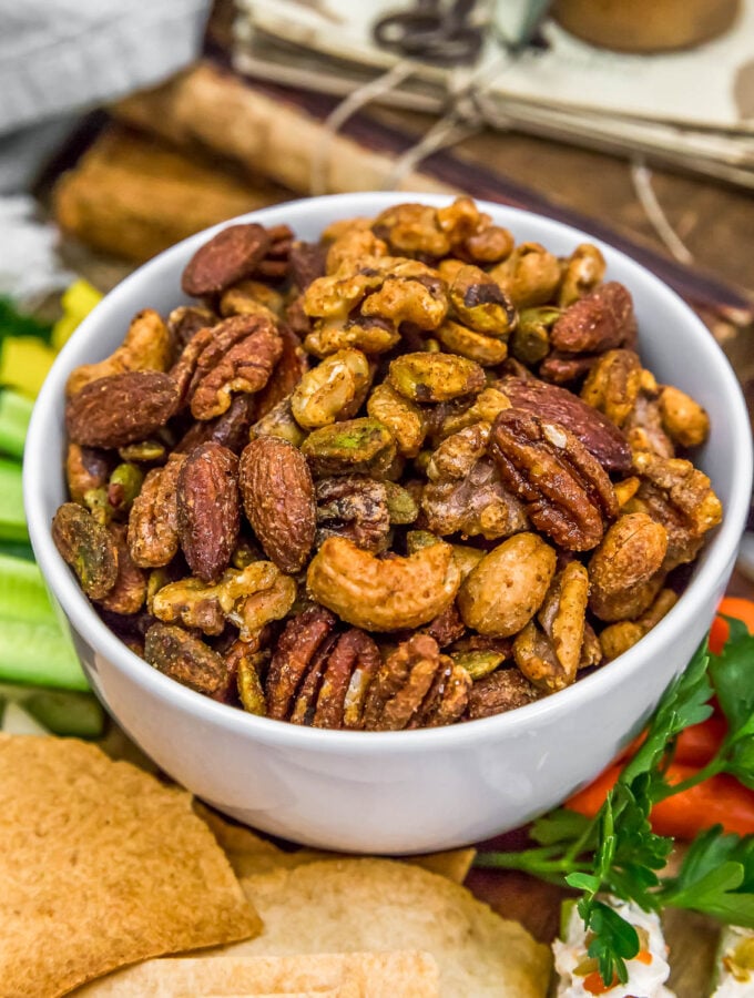 Close up of Oil Free Spiced Nuts
