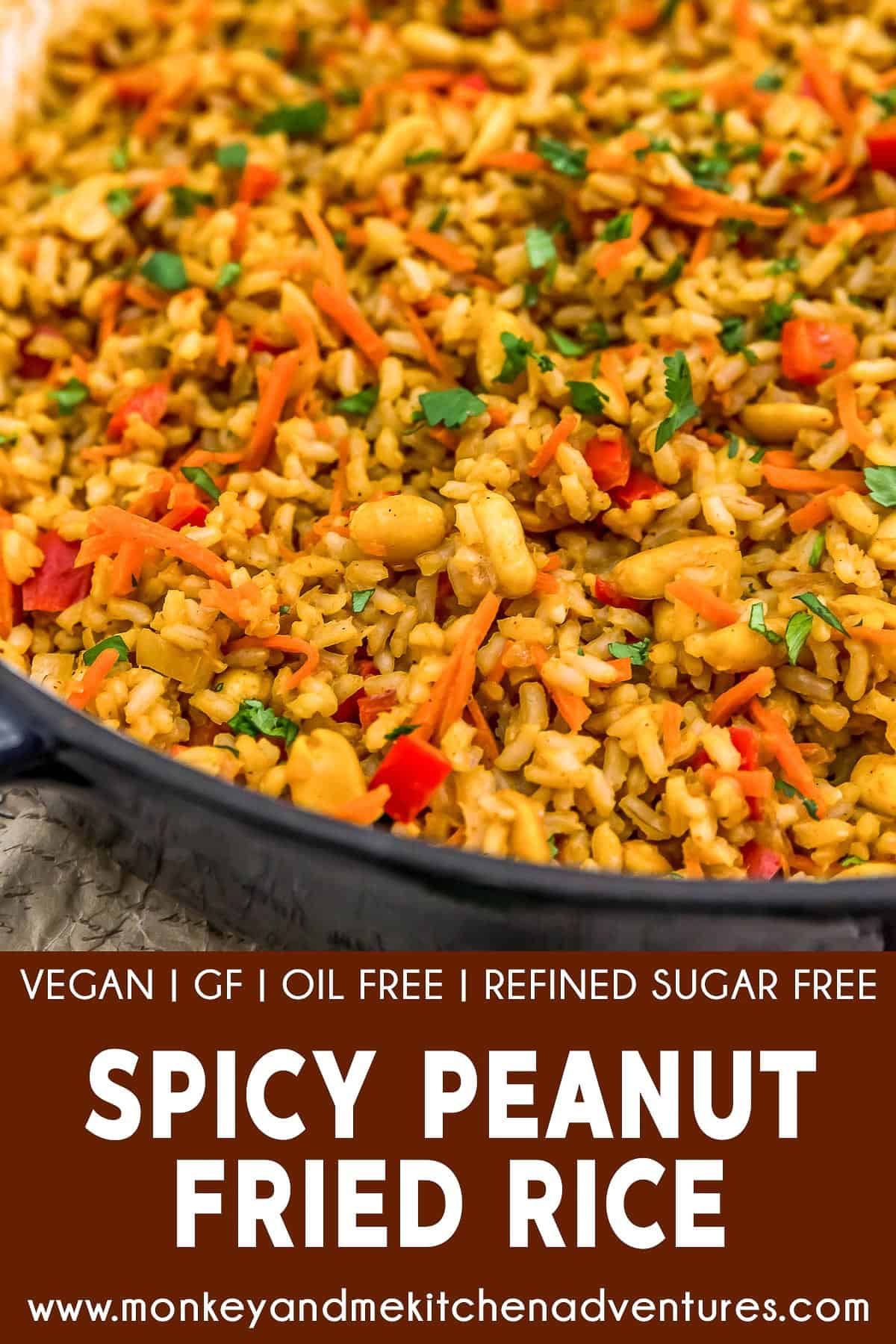 Spicy Peanut Fried Rice with Text Description